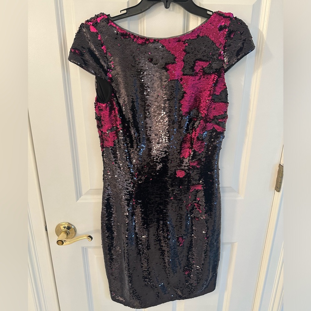 Adrianna Papell flip sequin dress.